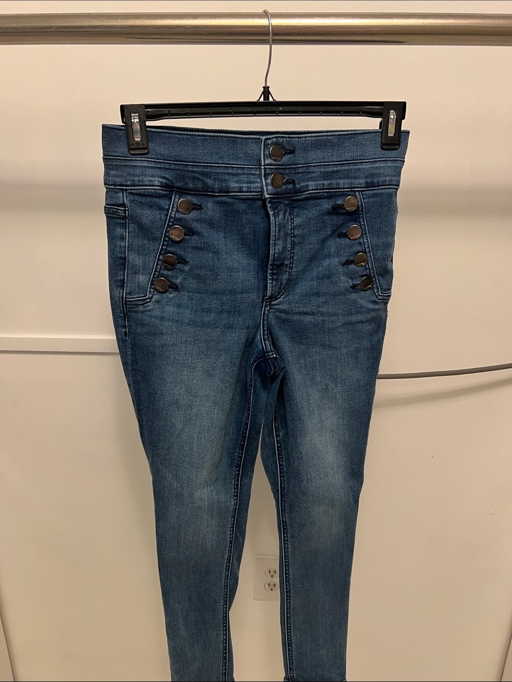 Express Women’s Ankle Sailor-Button Jeans - Blue